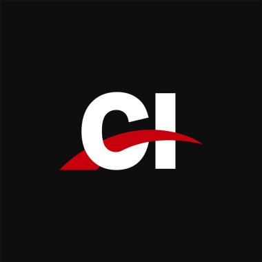 Initial letters logo CI, overlapping linked swoosh capital logo concept, white red black background, vector icon logo template elements for business, company, creative industry