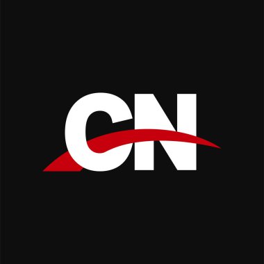 Initial letters logo CN, overlapping linked swoosh capital logo concept, white red black background, vector icon logo template elements for business, company, creative industry