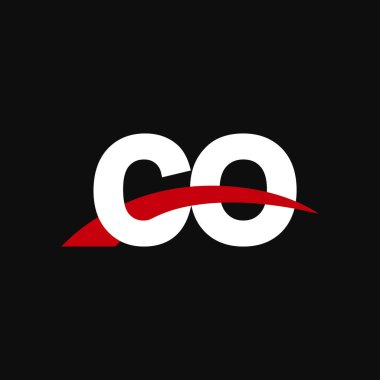 Initial letters logo CO, overlapping linked swoosh capital logo concept, white red black background, vector icon logo template elements for business, company, creative industry