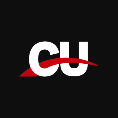 Initial letters logo CU, overlapping linked swoosh capital logo concept, white red black background, vector icon logo template elements for business, company, creative industry