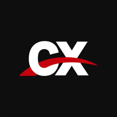 Initial letters logo CX, overlapping linked swoosh capital logo concept, white red black background, vector icon logo template elements for business, company, creative industry
