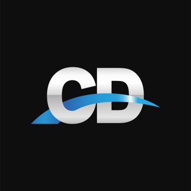 Initial letters logo CD, overlapping linked swoosh capital logo concept, metallic silver blue black background, vector icon logo template elements for business, company, creative industry