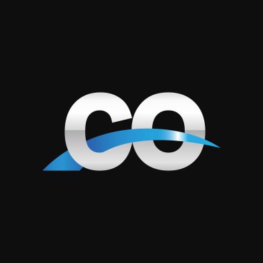 Initial letters logo CO, overlapping linked swoosh capital logo concept, metallic silver blue black background, vector icon logo template elements for business, company, creative industry