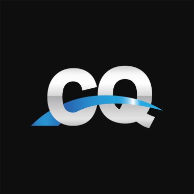 Initial letters logo CQ, overlapping linked swoosh capital logo concept, metallic silver blue black background, vector icon logo template elements for business, company, creative industry