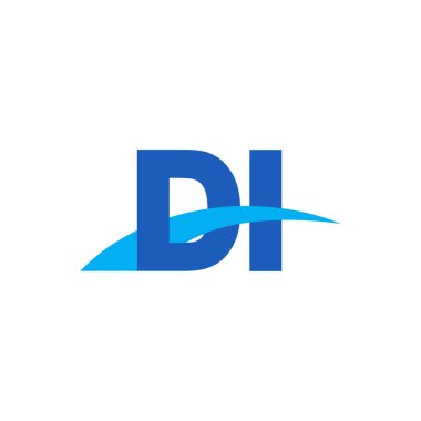 Initial letters logo DI, overlapping linked swoosh capital logo concept, blue, vector icon logo template elements for business, company, creative industry