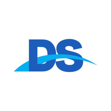 Initial letters logo DS, overlapping linked swoosh capital logo concept, blue, vector icon logo template elements for business, company, creative industry