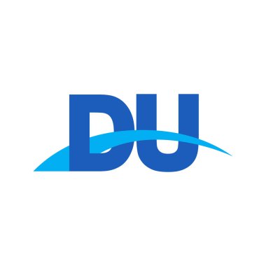 Initial letters logo DU, overlapping linked swoosh capital logo concept, blue, vector icon logo template elements for business, company, creative industry
