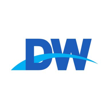 Initial letters logo DW, overlapping linked swoosh capital logo concept, blue, vector icon logo template elements for business, company, creative industry