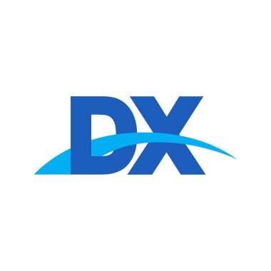 Initial letters logo DX, overlapping linked swoosh capital logo concept, blue, vector icon logo template elements for business, company, creative industry