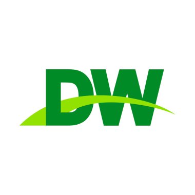 Initial letters logo DW, overlapping linked swoosh grass capital logo concept, eco nature green, vector icon logo template elements for business, company, creative industry