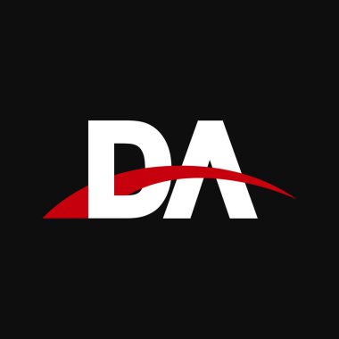Initial letters logo DA, overlapping linked swoosh capital logo concept, white red black background, vector icon logo template elements for business, company, creative industry