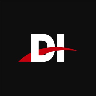 Initial letters logo DI, overlapping linked swoosh capital logo concept, white red black background, vector icon logo template elements for business, company, creative industry
