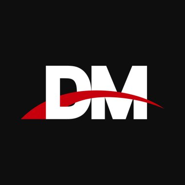 Initial letters logo DM, overlapping linked swoosh capital logo concept, white red black background, vector icon logo template elements for business, company, creative industry