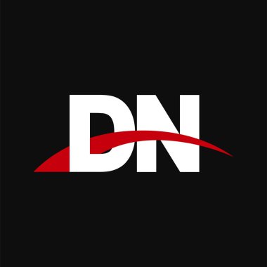 Initial letters logo DN, overlapping linked swoosh capital logo concept, white red black background, vector icon logo template elements for business, company, creative industry