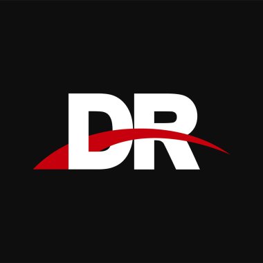 Initial letters logo DR, overlapping linked swoosh capital logo concept, white red black background, vector icon logo template elements for business, company, creative industry