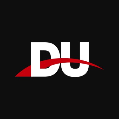 Initial letters logo DU, overlapping linked swoosh capital logo concept, white red black background, vector icon logo template elements for business, company, creative industry