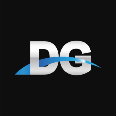 Initial letters logo DG, overlapping linked swoosh capital logo concept, metallic silver blue black background, vector icon logo template elements for business, company, creative industry