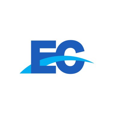 Initial letters logo EC, overlapping linked swoosh capital logo concept, blue, vector icon logo template elements for business, company, creative industry
