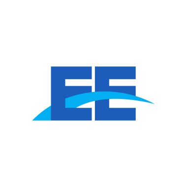 Initial letters logo EE, overlapping linked swoosh capital logo concept, blue, vector icon logo template elements for business, company, creative industry