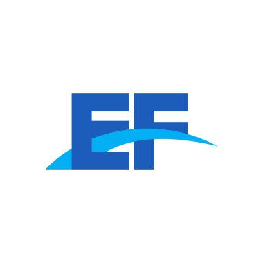 Initial letters logo EF, overlapping linked swoosh capital logo concept, blue, vector icon logo template elements for business, company, creative industry