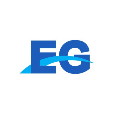 Initial letters logo EG, overlapping linked swoosh capital logo concept, blue, vector icon logo template elements for business, company, creative industry