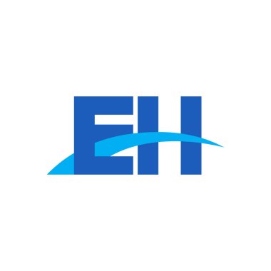 Initial letters logo EH, overlapping linked swoosh capital logo concept, blue, vector icon logo template elements for business, company, creative industry