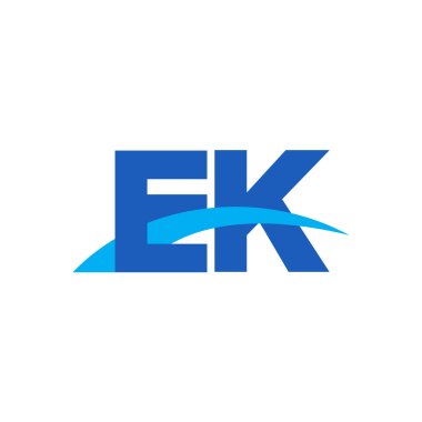 Initial letters logo EK, overlapping linked swoosh capital logo concept, blue, vector icon logo template elements for business, company, creative industry