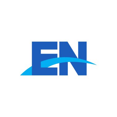 Initial letters logo EN, overlapping linked swoosh capital logo concept, blue, vector icon logo template elements for business, company, creative industry