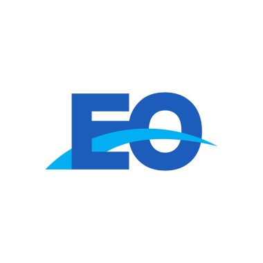 Initial letters logo EO, overlapping linked swoosh capital logo concept, blue, vector icon logo template elements for business, company, creative industry