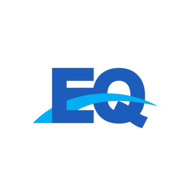 Initial letters logo EQ, overlapping linked swoosh capital logo concept, blue, vector icon logo template elements for business, company, creative industry