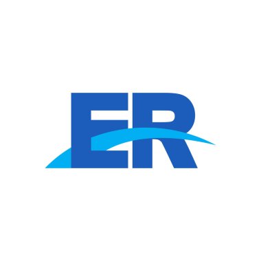Initial letters logo ER, overlapping linked swoosh capital logo concept, blue, vector icon logo template elements for business, company, creative industry