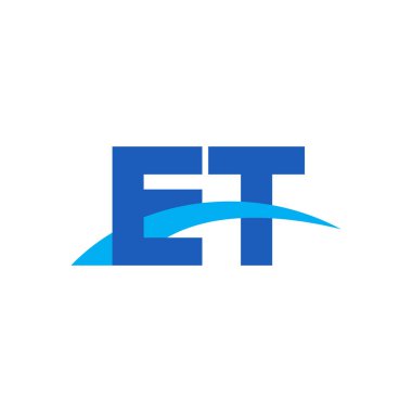 Initial letters logo ET, overlapping linked swoosh capital logo concept, blue, vector icon logo template elements for business, company, creative industry