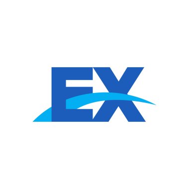 Initial letters logo EX, overlapping linked swoosh capital logo concept, blue, vector icon logo template elements for business, company, creative industry