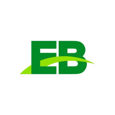 Initial letters logo EB, overlapping linked swoosh grass capital logo concept, eco nature green, vector icon logo template elements for business, company, creative industry