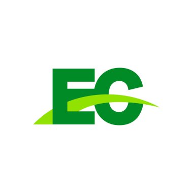 Initial letters logo EC, overlapping linked swoosh grass capital logo concept, eco nature green, vector icon logo template elements for business, company, creative industry