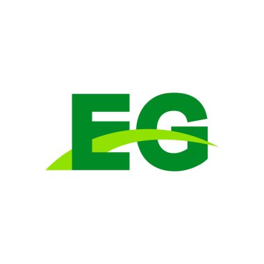 Initial letters logo EG, overlapping linked swoosh grass capital logo concept, eco nature green, vector icon logo template elements for business, company, creative industry
