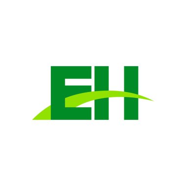 Initial letters logo EH, overlapping linked swoosh grass capital logo concept, eco nature green, vector icon logo template elements for business, company, creative industry