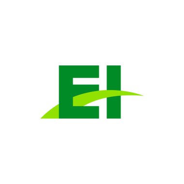 Initial letters logo EI, overlapping linked swoosh grass capital logo concept, eco nature green, vector icon logo template elements for business, company, creative industry