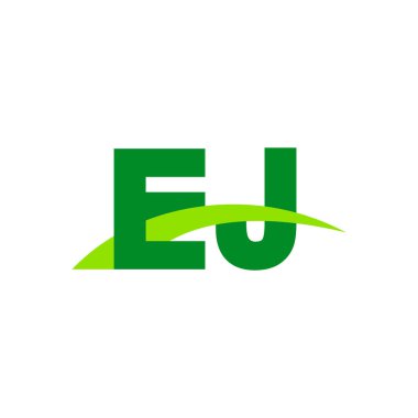 Initial letters logo EJ, overlapping linked swoosh grass capital logo concept, eco nature green, vector icon logo template elements for business, company, creative industry