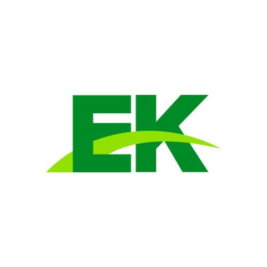 Initial letters logo EK, overlapping linked swoosh grass capital logo concept, eco nature green, vector icon logo template elements for business, company, creative industry