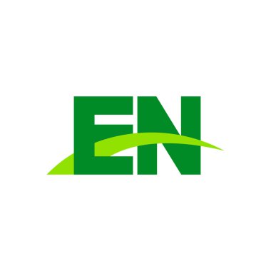 Initial letters logo EN, overlapping linked swoosh grass capital logo concept, eco nature green, vector icon logo template elements for business, company, creative industry