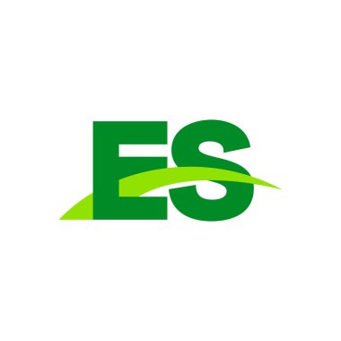 Initial letters logo ES, overlapping linked swoosh grass capital logo concept, eco nature green, vector icon logo template elements for business, company, creative industry