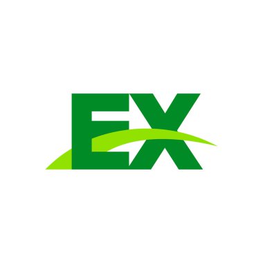 Initial letters logo EX, overlapping linked swoosh grass capital logo concept, eco nature green, vector icon logo template elements for business, company, creative industry