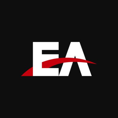 Initial letters logo EA, overlapping linked swoosh capital logo concept, white red black background, vector icon logo template elements for business, company, creative industry