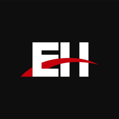 Initial letters logo EH, overlapping linked swoosh capital logo concept, white red black background, vector icon logo template elements for business, company, creative industry