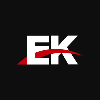 Initial letters logo EK, overlapping linked swoosh capital logo concept, white red black background, vector icon logo template elements for business, company, creative industry