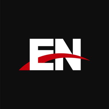 Initial letters logo EN, overlapping linked swoosh capital logo concept, white red black background, vector icon logo template elements for business, company, creative industry