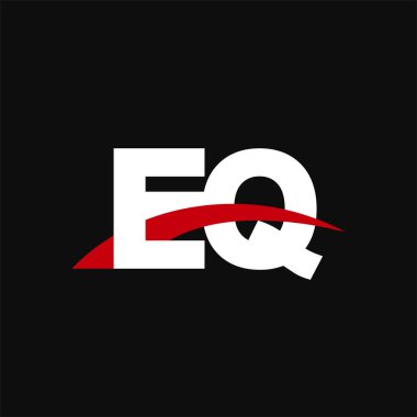 Initial letters logo EQ, overlapping linked swoosh capital logo concept, white red black background, vector icon logo template elements for business, company, creative industry