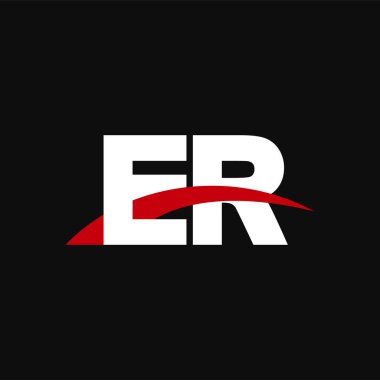 Initial letters logo ER, overlapping linked swoosh capital logo concept, white red black background, vector icon logo template elements for business, company, creative industry