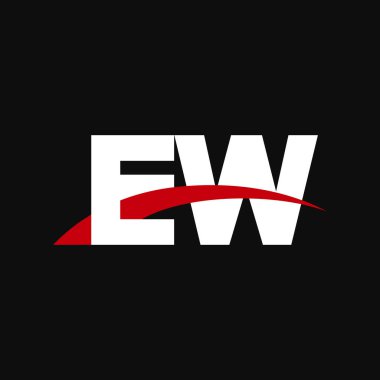 Initial letters logo EW, overlapping linked swoosh capital logo concept, white red black background, vector icon logo template elements for business, company, creative industry